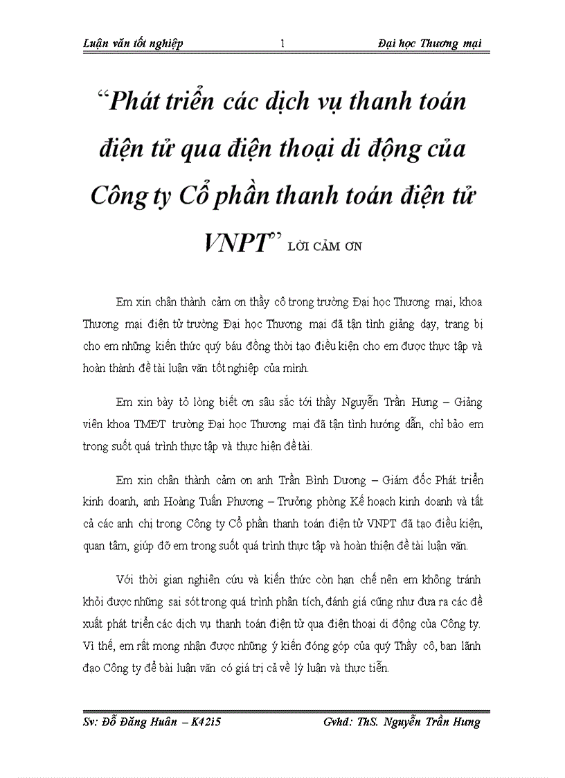 Phát triển các dịch vụ thanh toán điện tử qua điện thoại di động của Công ty Cổ phần thanh toán điện tử VNPT