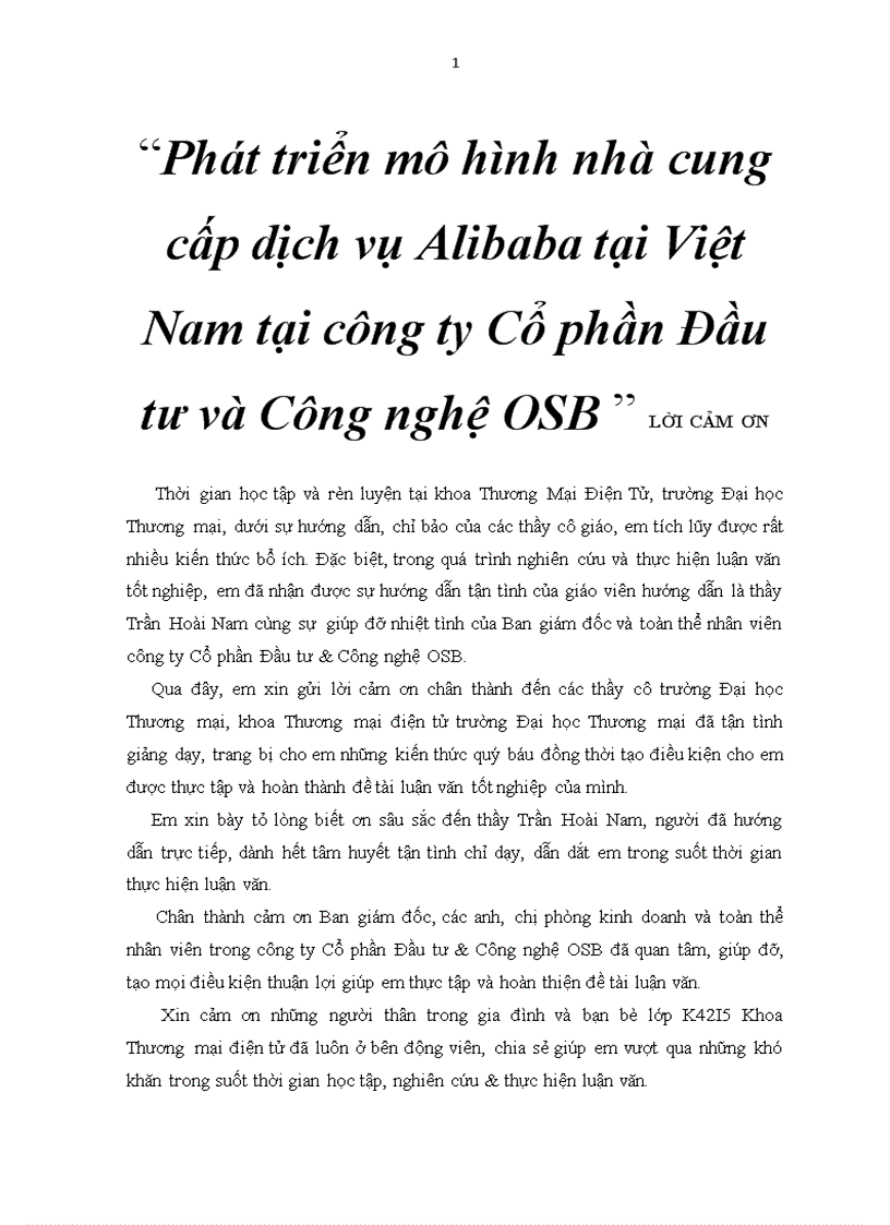 Phát triển mô hình nhà cung cấp dịch vụ Alibaba tại Việt Nam tại công ty Cổ phần Đầu tư và Công nghệ OSB 4