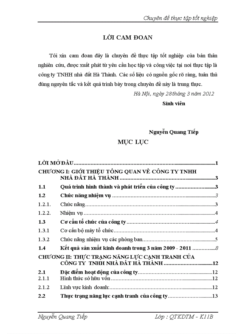 Giải pháp nâng cao năng lực cạnh tranh của công ty tnhh nhà đất hà thành 3