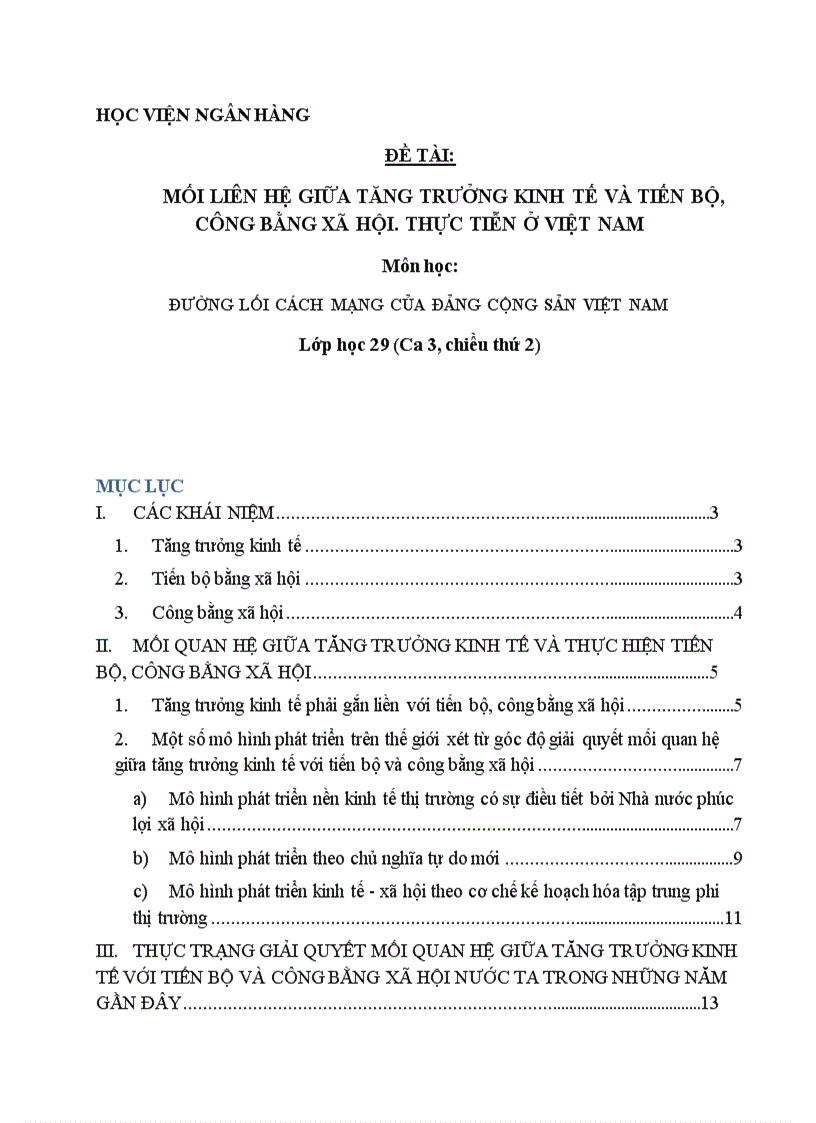 Mối liên hệ giữa tăng trưởng kinh tế và tiến bộ công bằng xã hội thực tiễn ở VIỆT NAM