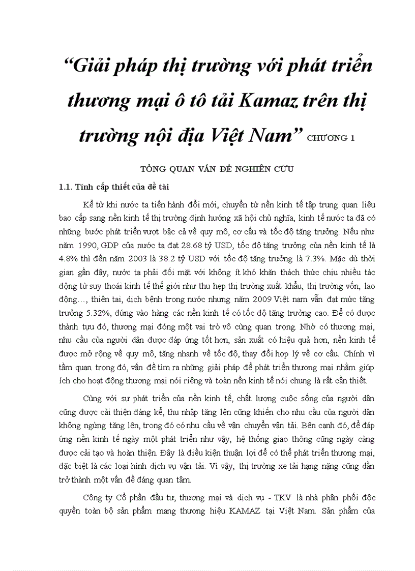 Giải pháp thị trường với phát triển thương mại ô tô tải Kamaz trên thị trường nội địa Việt Nam