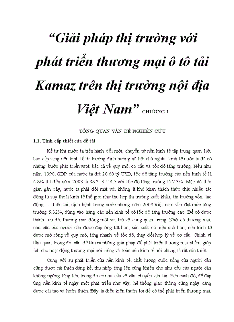 Giải pháp thị trường với phát triển thương mại ô tô tải Kamaz trên thị trường nội địa Việt Nam 1