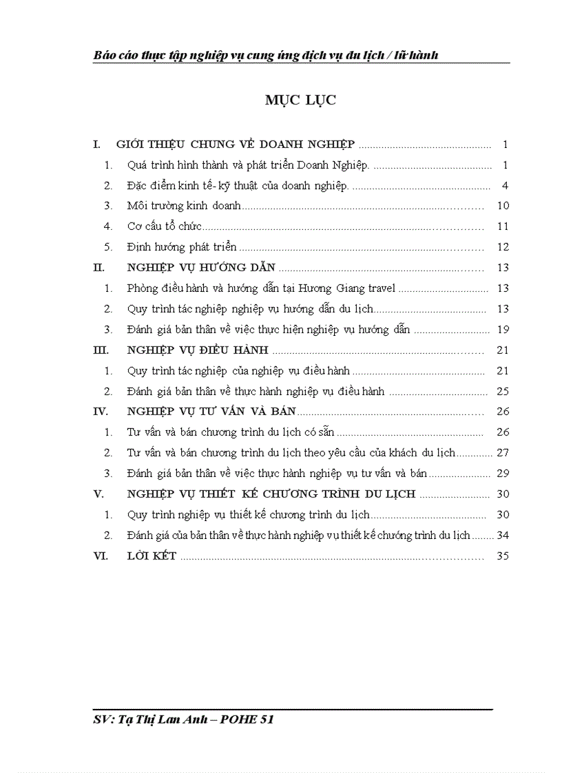 Báo cáo thực tập nghiệp vụ cung ứng dịch vụ du lịch lữ hành