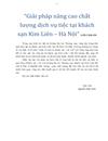 Giải pháp nâng cao chất lượng dịch vụ tiệc tại khách sạn Kim Liên Hà Nội