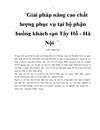 Giải pháp nâng cao chất lượng phục vụ tại bộ phận buồng khách sạn Tây Hồ Hà Nội 5