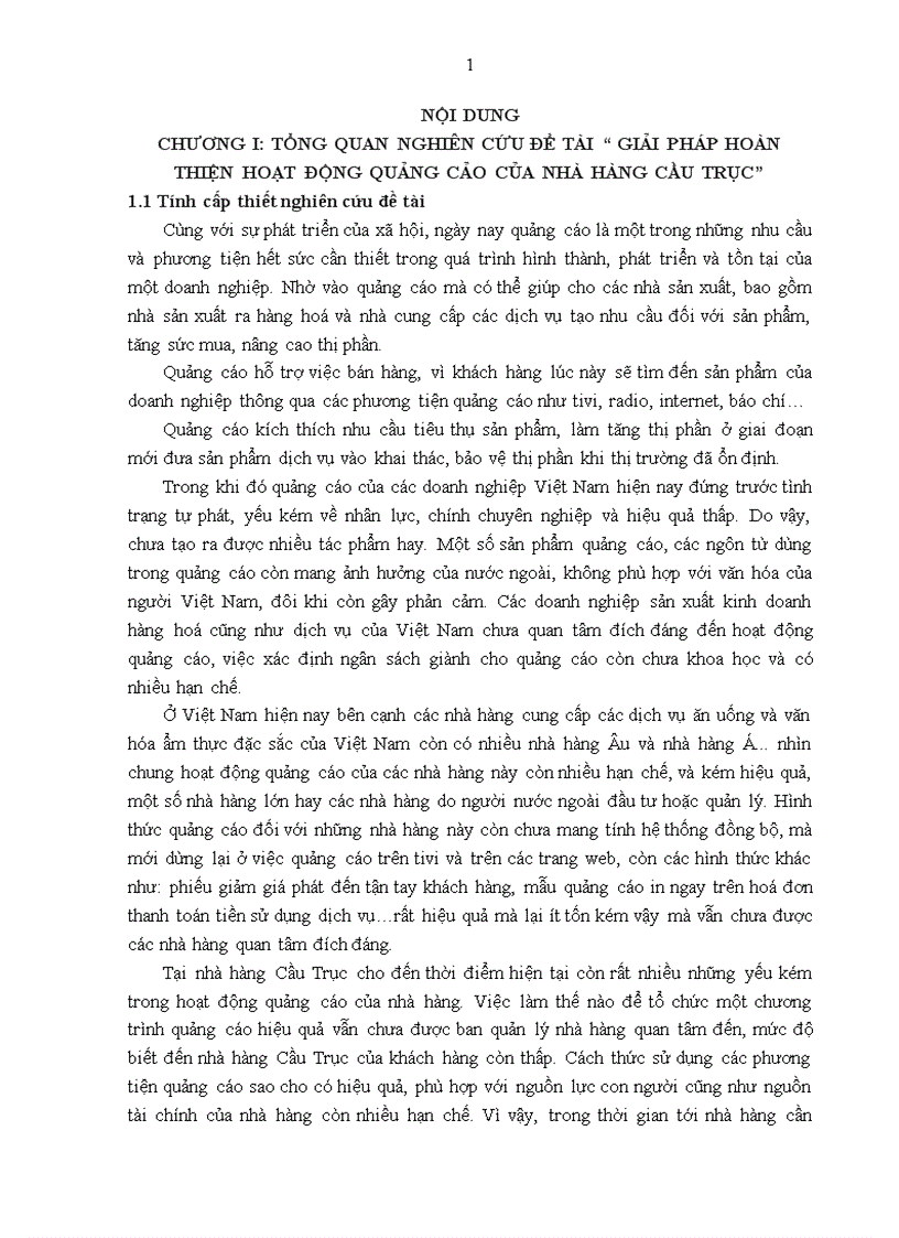 Giải pháp hoàn thiện hoạt động quảng cảo của nhà hàng cầu trục