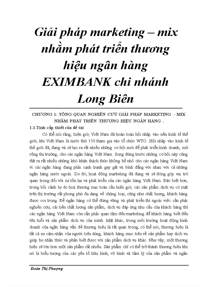 Giải pháp marketing mix nhằm phát triển thương hiệu ngân hàng EXIMBANK chi nhánh Long Biên 4