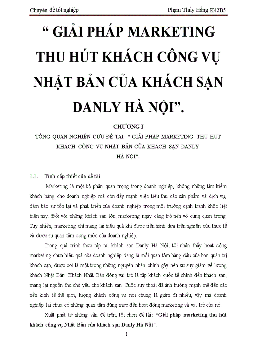 Giải pháp marketing thu hút khách công vụ nhật bản của khách sạn danly HÀ NỘI