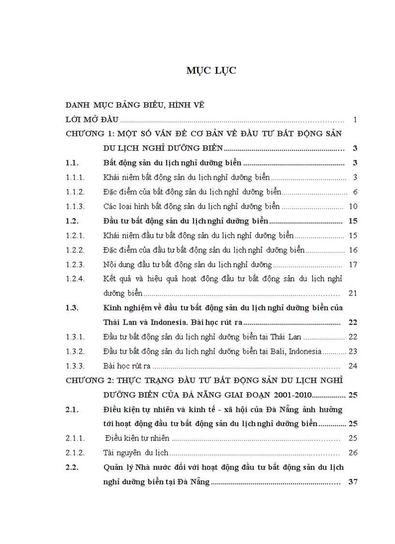 Đầu tư bất động sản du lịch nghỉ dưỡng biển tại Đà Nẵng giai đoạn 2001 2010