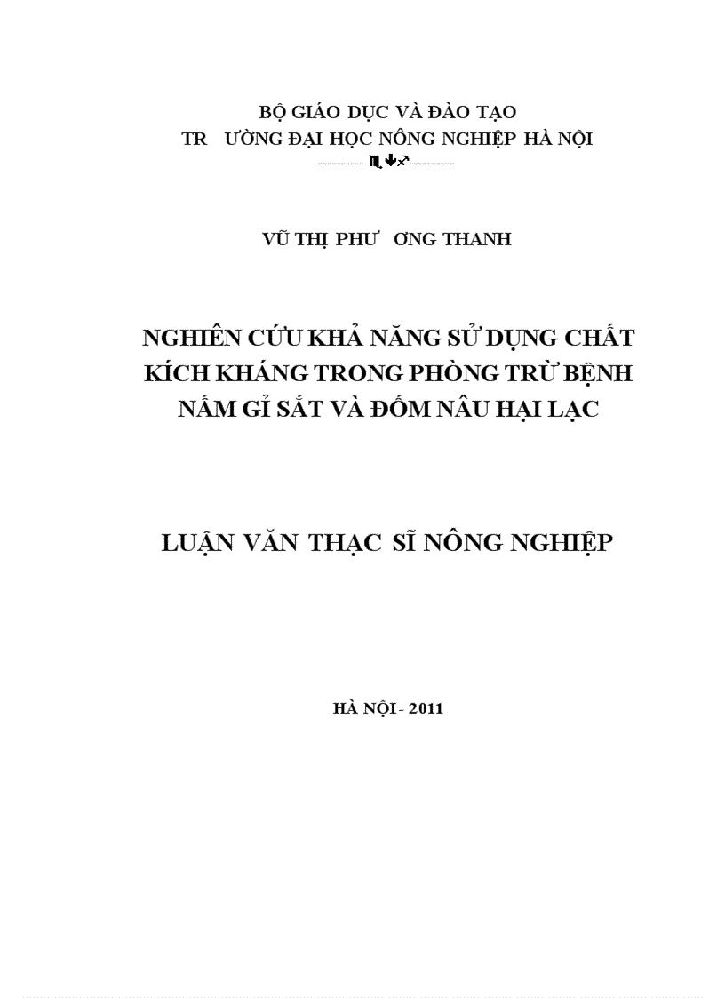 NGHIÊN CứU KHả NĂNG Sử DụNG CHấT KíCH KHáNG TRONG PHòNG Trừ BệNH NấM Gỉ SắT Và Đốm nâu hại lạc