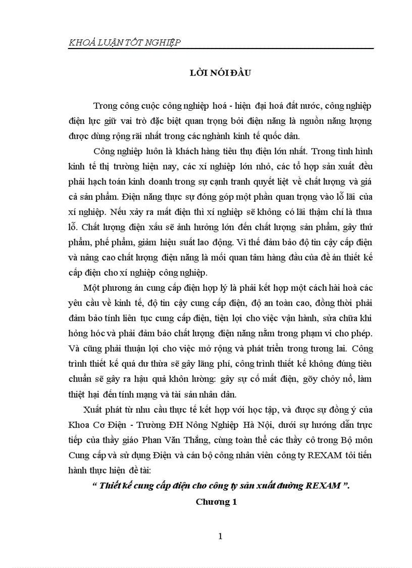 Thiết kế cung cấp điện cho công ty sản xuất đường REXAM 1