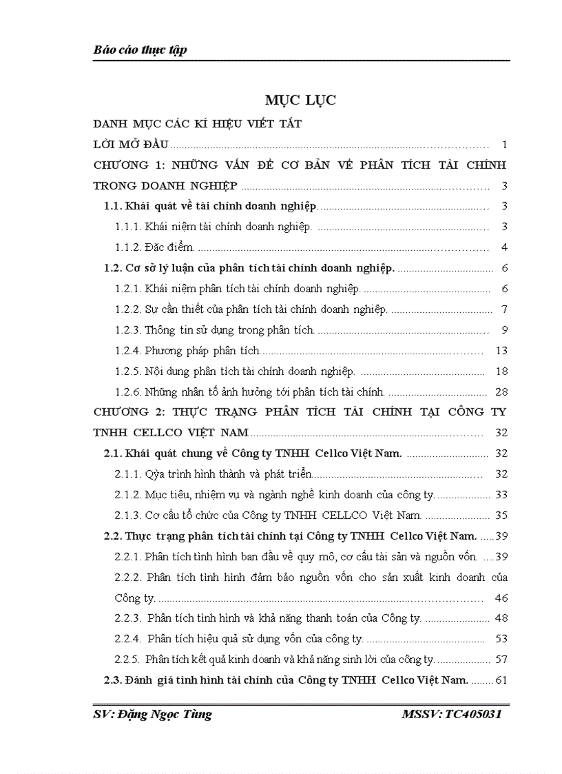 Phân tích tài chính tại công ty tnhh cellco việt nam