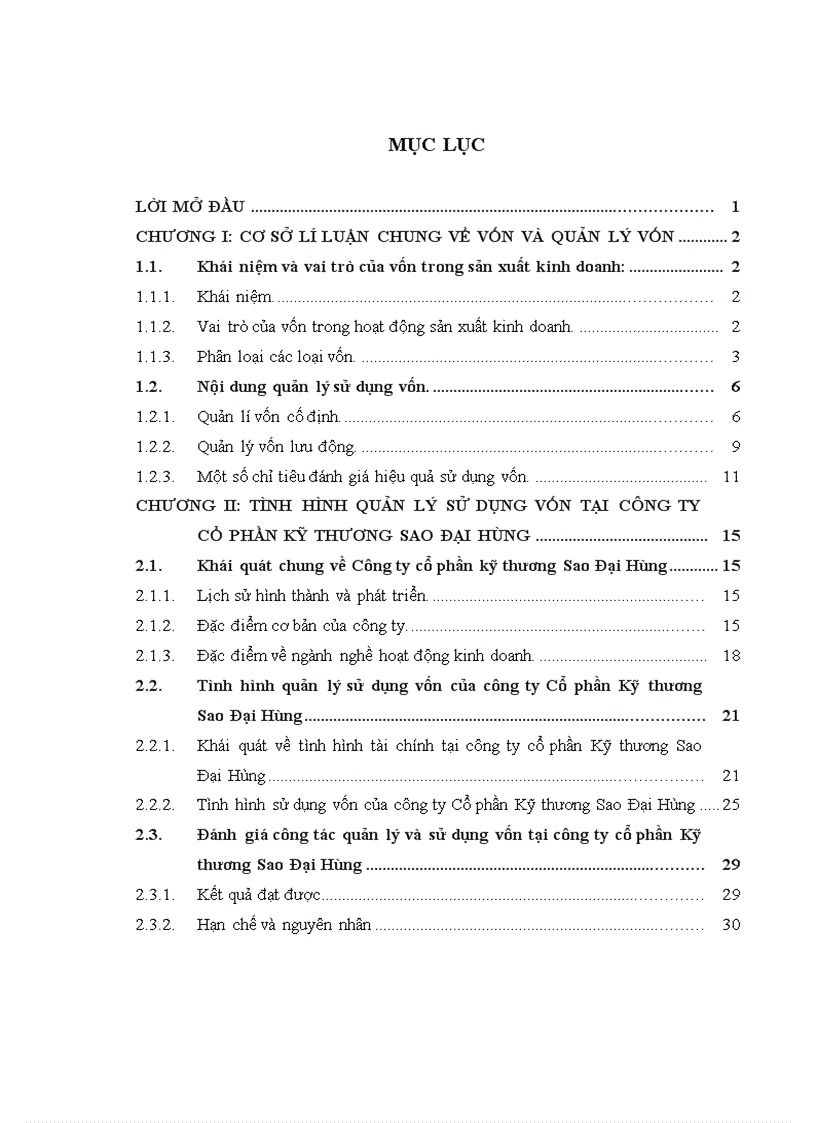 Tình hình quản lý sử dụng vốn tại công ty cổ phần kỹ thương sao đại hùng