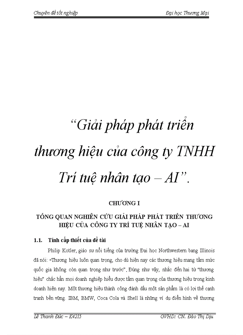 Giải pháp phát triển thương hiệu của công ty TNHH Trí tuệ nhân tạo AI 1