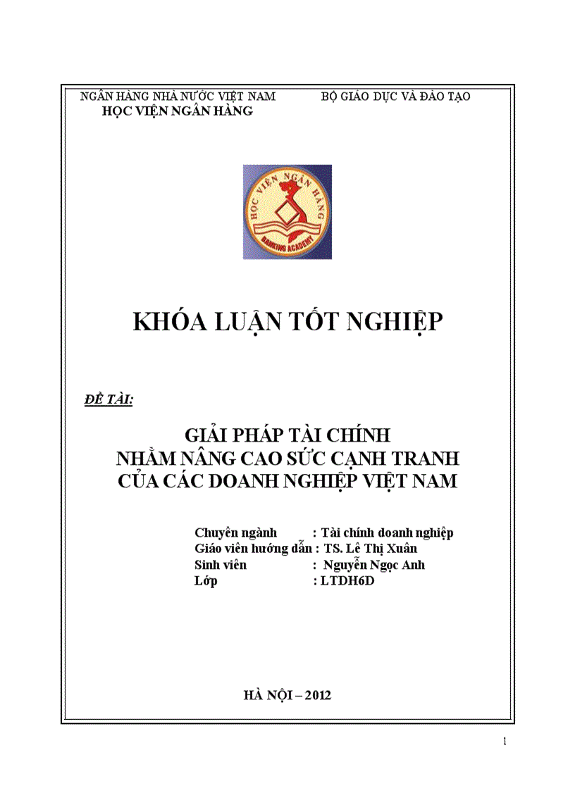 Giải pháp tài chính nhằm nâng cao sức cạnh tranh của các doanh nghiệp Việt Nam