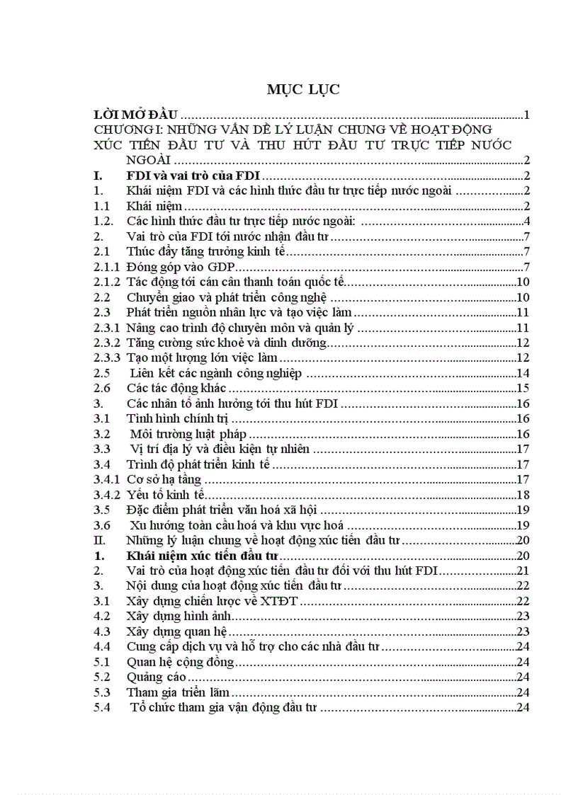 Vấn đề xúc tiến đầu tư nhằm thu hút đầu tư trực tiếp nước ngoài trên địa bàn hà nội giai đoạn 2005 201