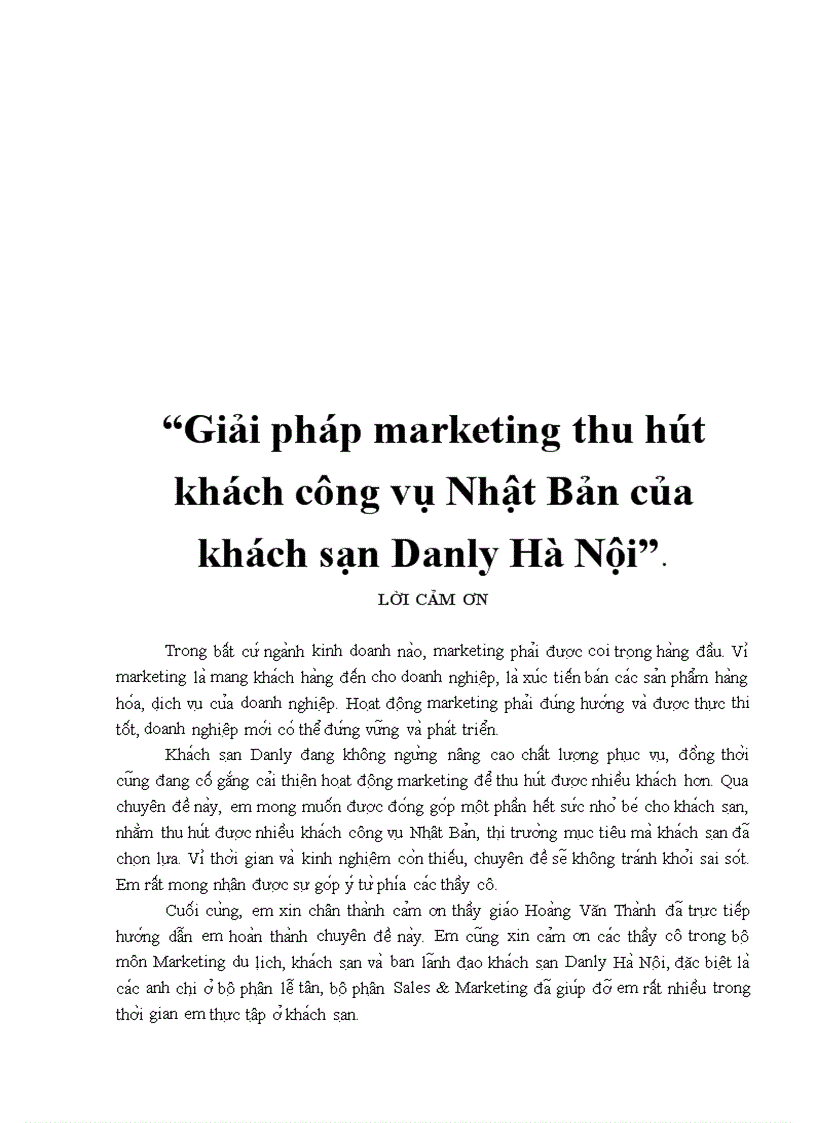 Giải pháp marketing thu hút khách công vụ Nhật Bản của khách sạn Danly Hà Nội 1