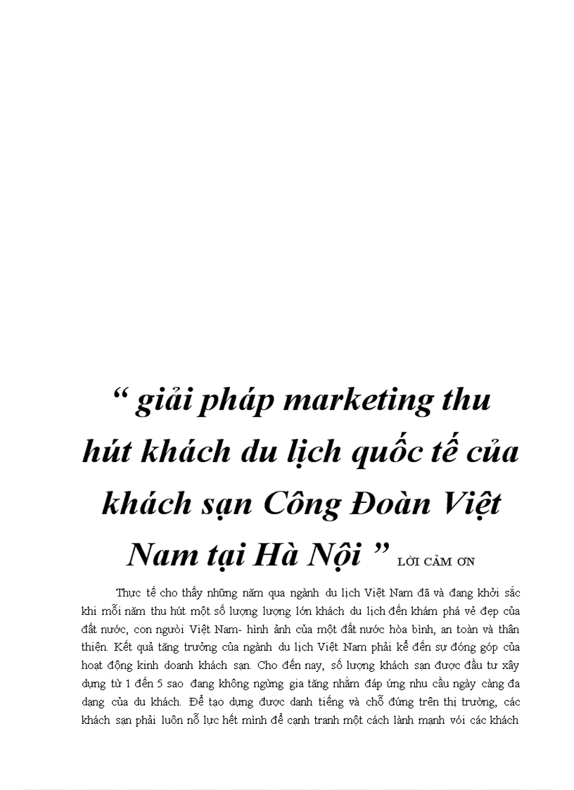 Giải pháp marketing thu hút khách du lịch quốc tế của khách sạn Công Đoàn Việt Nam tại Hà Nội