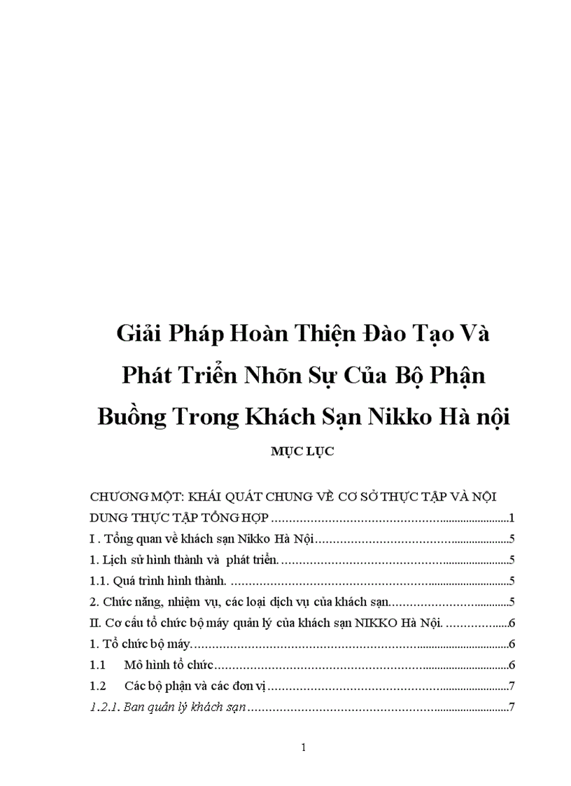 Giải Pháp Hoàn Thiện Đào Tạo Và Phát Triển Nhân Sự Của Bộ Phận Buồng Trong Khách Sạn Nikko Hà nội