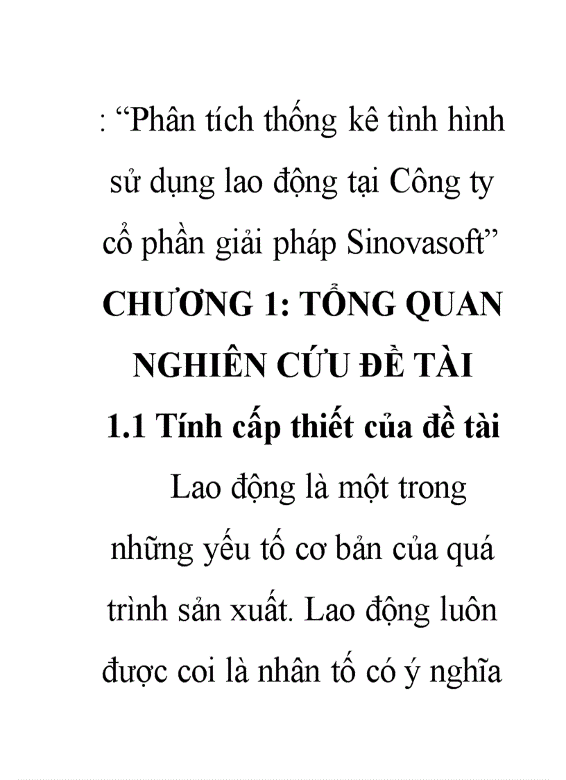 Phân tích thống kê tình hình sử dụng lao động tại Công ty cổ phần giải pháp Sinovasoft 3