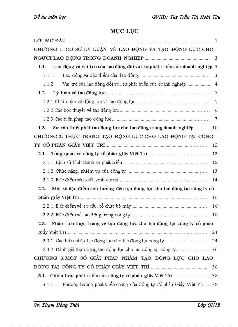 Giải pháp nhằm tạo động lực cho lao động tại công ty cổ phần giấy việt trì