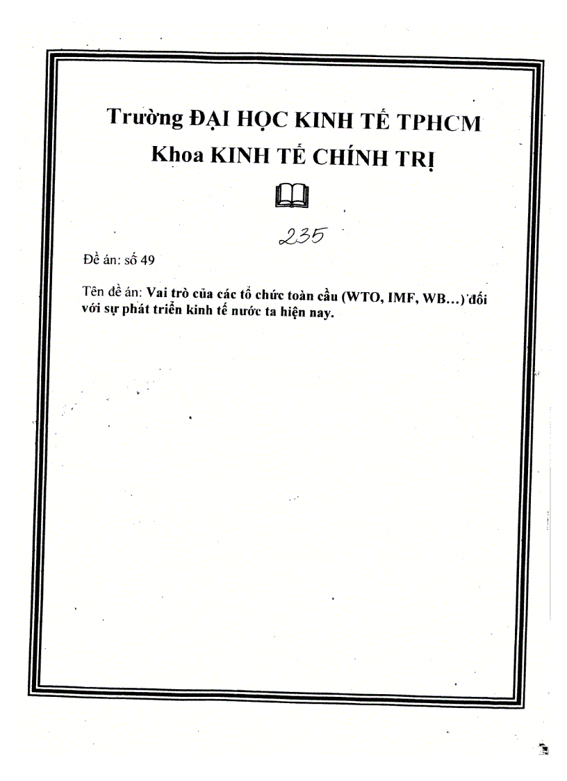 Vai trò của các tổ chức toàn cầu đối với sự phát triển kinh tế VN