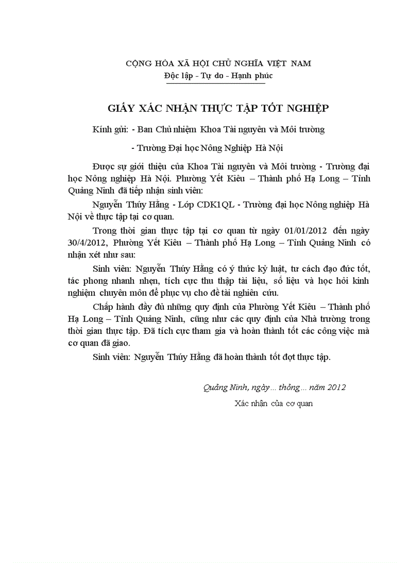 Quy hoạch sử dụng đất giai đoạn 2011 2020 Phường Yết Kiêu Thành phố Hạ Long Tỉnh Quảng Ninh