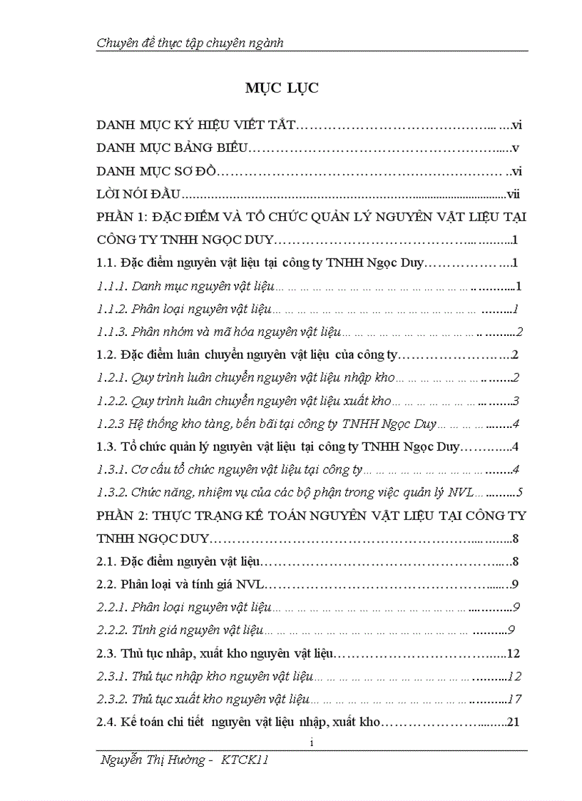 Hoàn thiện kế toán nguyên vật liệu tại công ty TNHH Ngọc Duy