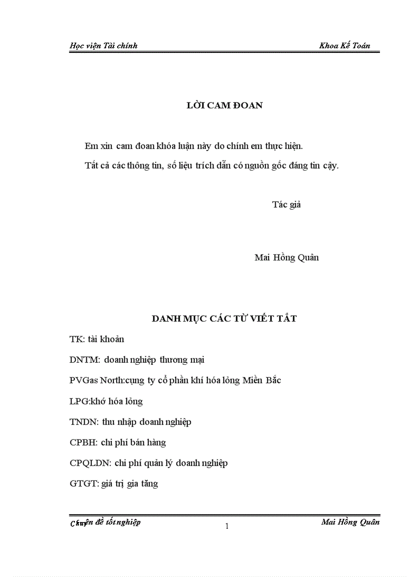 Tổ chức kế toán bán hàng và xác định kết quả bán hàng ở công ty cổ phần kinh doanh khí hóa lỏng Miền Bắc 1