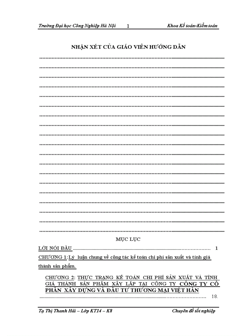 Thực trạng công tác kế toán chi phí sản xuất giá thành sản phẩm