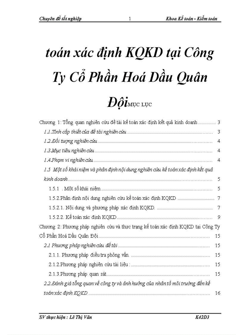 Kế toán xác định KQKD tại Công Ty Cổ Phần Hoá Dầu Quân Đội 4