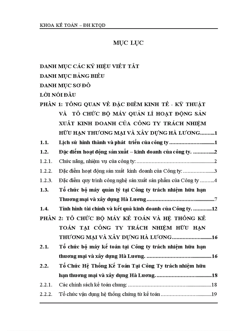 Tổ chức bộ máy kế toán và hệ thống kế toán tại Công ty trách nhiệm hữu hạn thương mại và xây dựng Hà lương