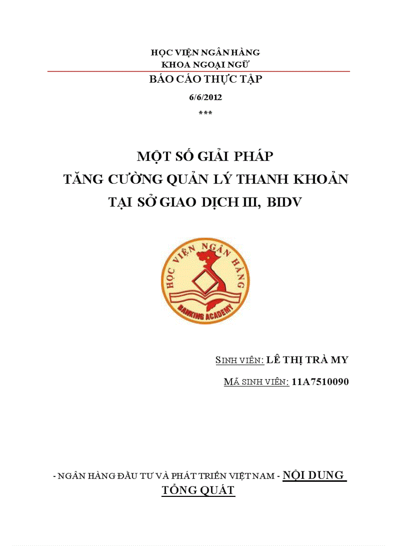 Một số giải pháp tăng cường quản lý thanh khoản tại sở giao dịch iii bidv 1