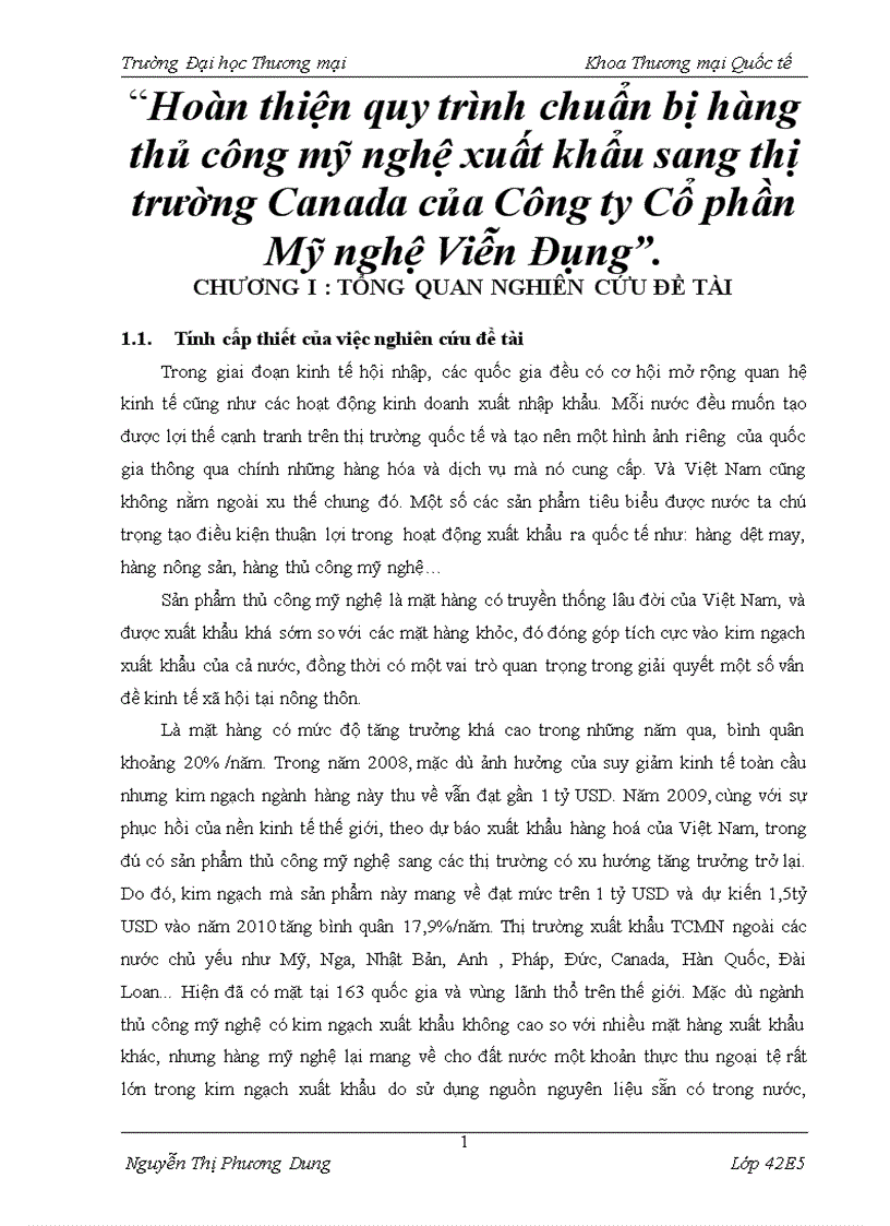 Hoàn thiện quy trình chuẩn bị hàng thủ công mỹ nghệ xuất khẩu sang thị trường Canada của Công ty Cổ phần Mỹ nghệ Viễn Đông 6