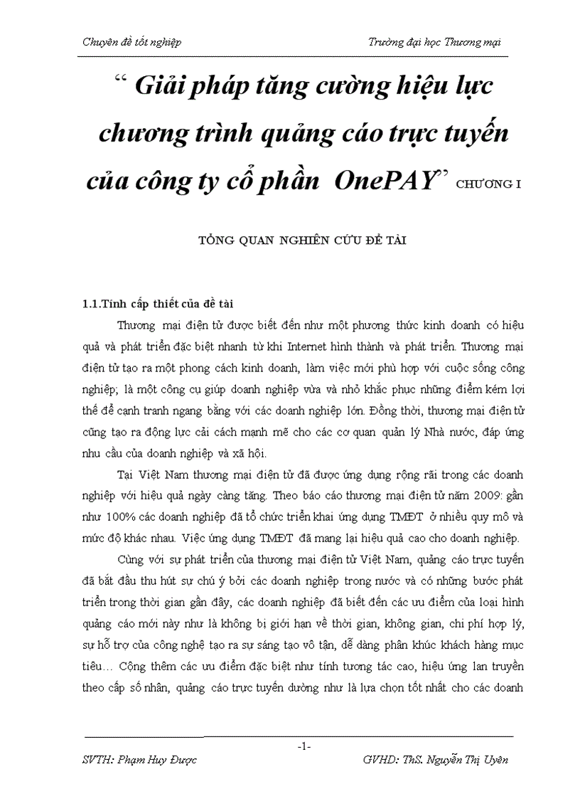 Giải pháp tăng cường hiệu lực chương trình quảng cáo trực tuyến của công ty cổ phần OnePAY 6