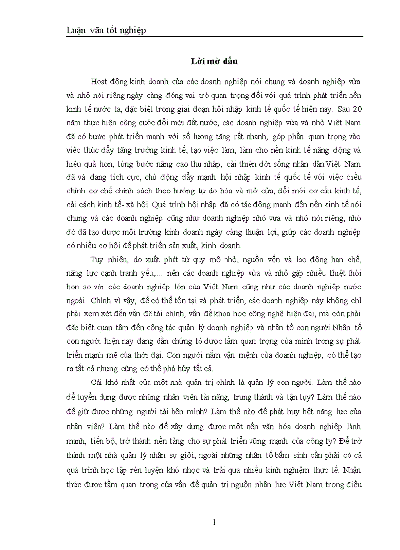 Quản trị nguồn nhân lực trong các doanh nghiệp vừa và nhỏ Việt Nam Thực trạng và giải pháp