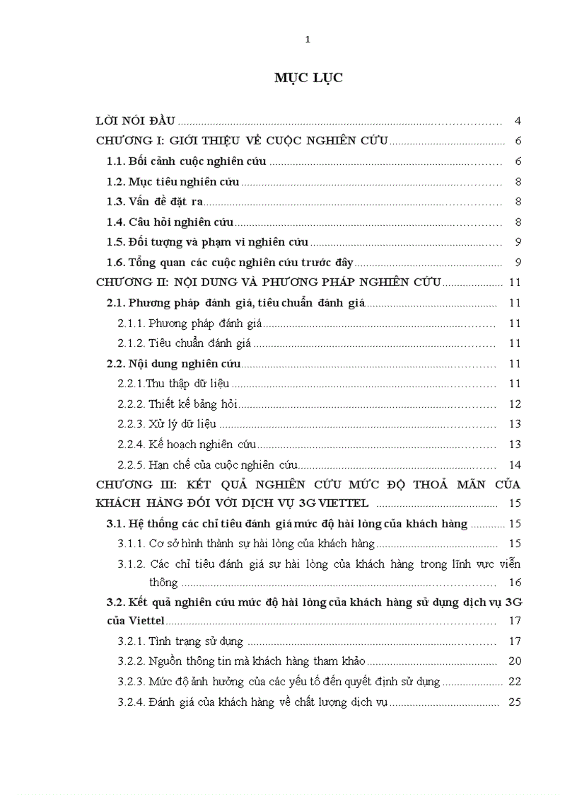 Nghiên cứu mức độ hài lòng của khách hàng đối với dịch vụ 3G của tập đoàn viễn thông quân đội Viettel