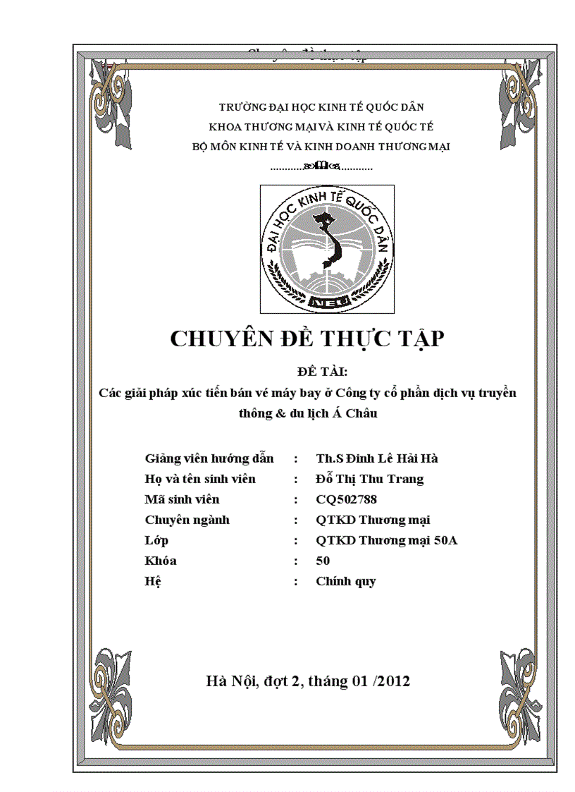 Các giải pháp xúc tiến bán vé máy bay ở Công ty cổ phần dịch vụ truyền thông du lịch Á Châu