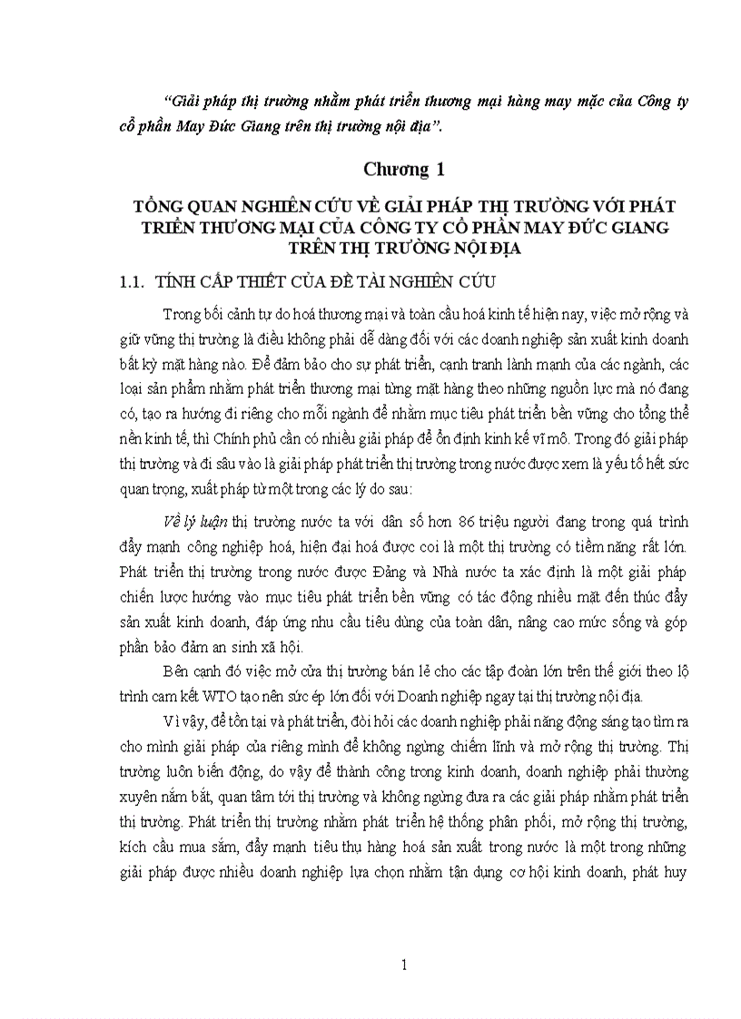 Giải pháp thị trường nhằm phát triển thương mại hàng may mặc của Công ty cổ phần May Đức Giang trên thị trường nội địa 1