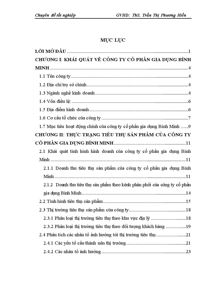 Giải pháp phát triển thị trường tiêu thụ sản phẩm của công ty cổ phần gia dụng Bình Minh 1