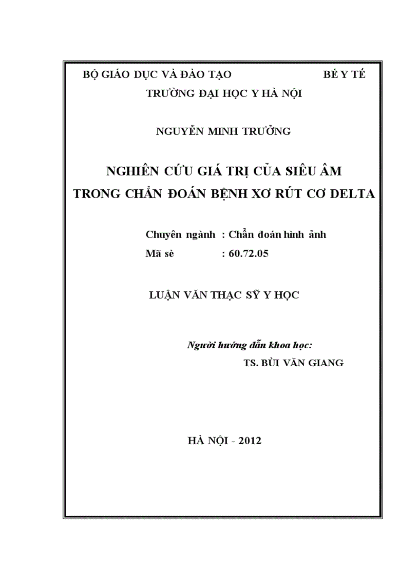 Nghiên cứu giá trị của siêu âm trong chẩn đoán bệnh xơ rút cơ delta