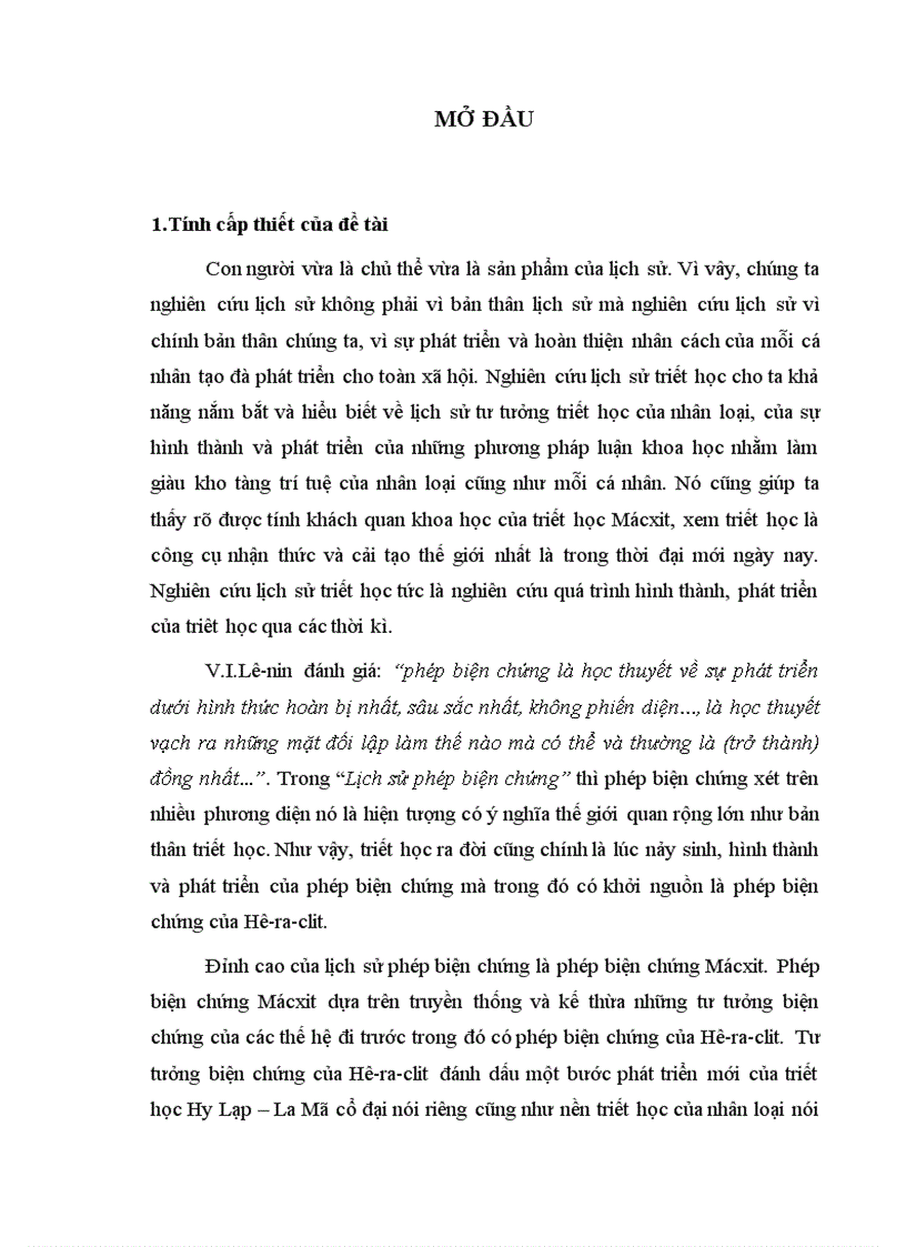 Tư tưởng biện chứng của Hê ra clít trong lịch sử triết học Hy Lạp La Mã cổ đại