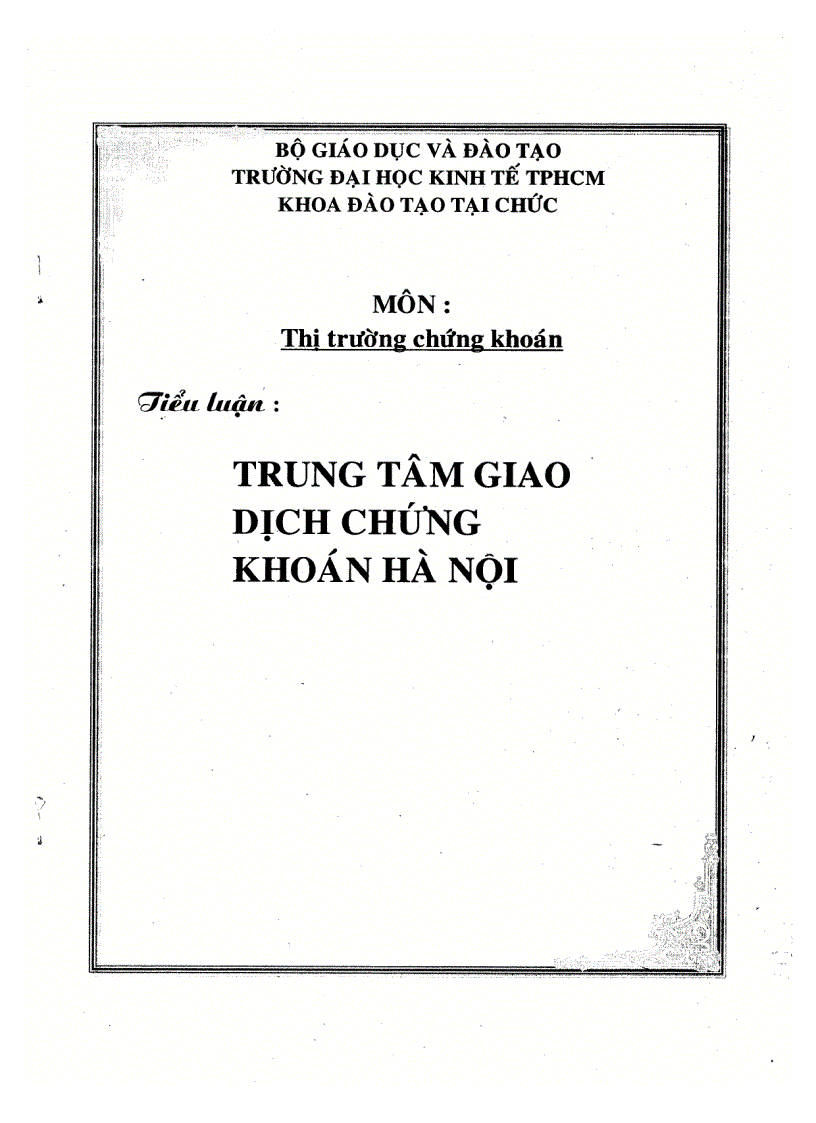 Trung tâm giao dịch chứng khoán HN