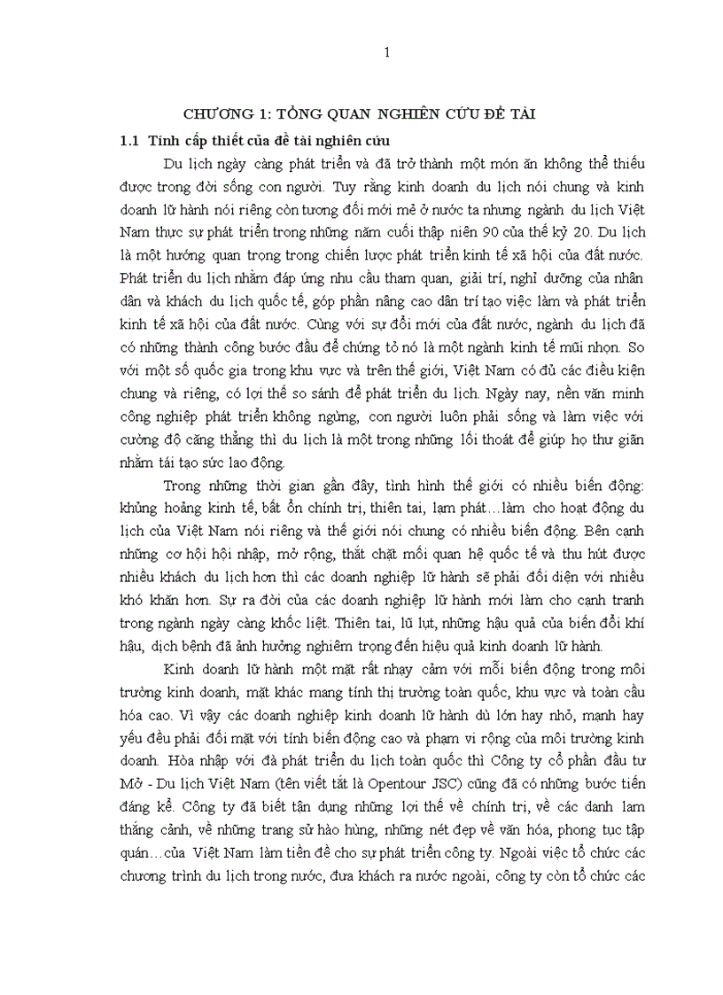 Giải pháp nâng cao hiệu quả kinh doanh lữ hành của Công ty cổ phần đầu tư Mở Du lịch Việt Nam Opentour JSC 1