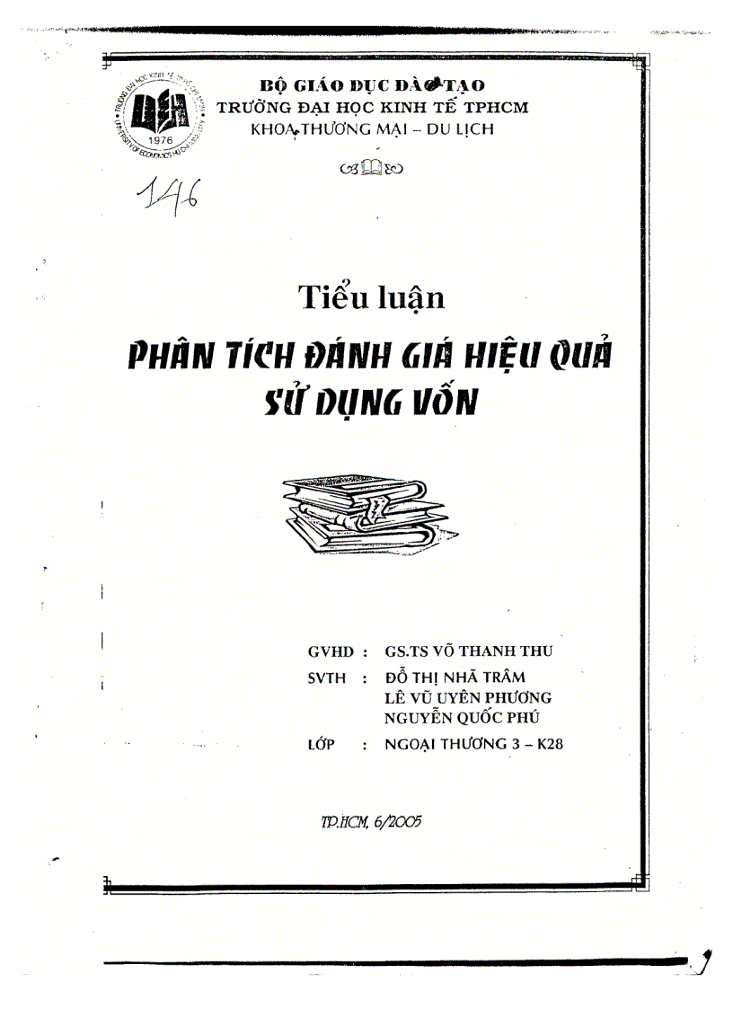 Phân tích đánh giá hiệu quả sử dụng vốn