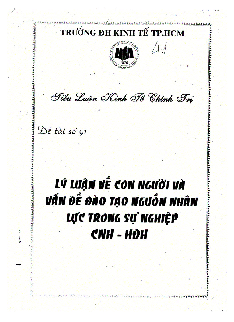 Lý luận về con người và vấn đề đào tạo nguồn nhân lực trong sự nghiệp CNH HĐH