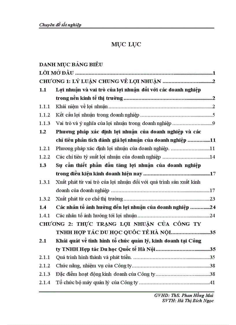 Giải pháp góp phần tăng lợi nhuận tại Công ty TNHH Hợp tác Du học Quốc tế Hà Nộix