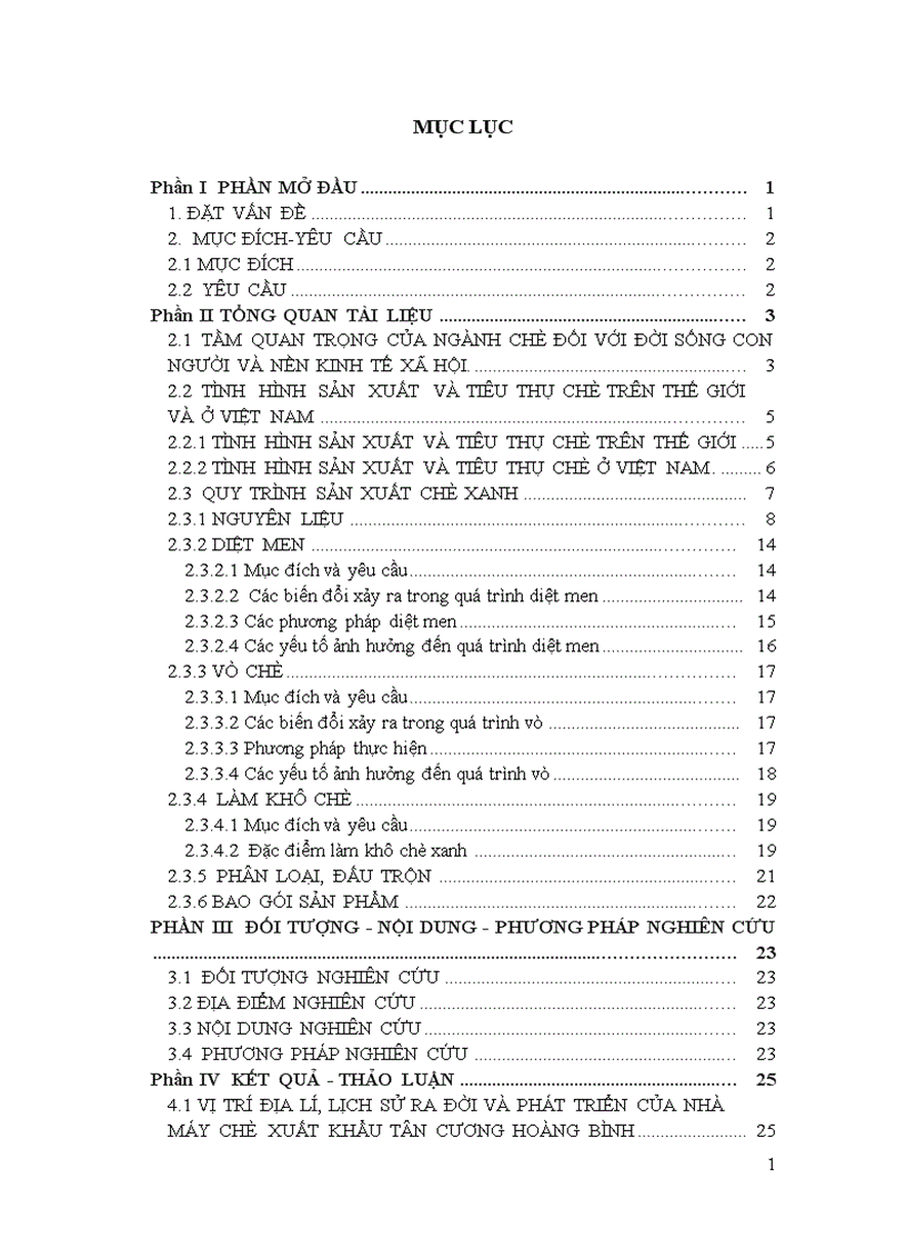 Khảo sát quy trình chế biến chè xanh tại nhà máy chè xuất khẩu Tân Cương Thái Nguyên