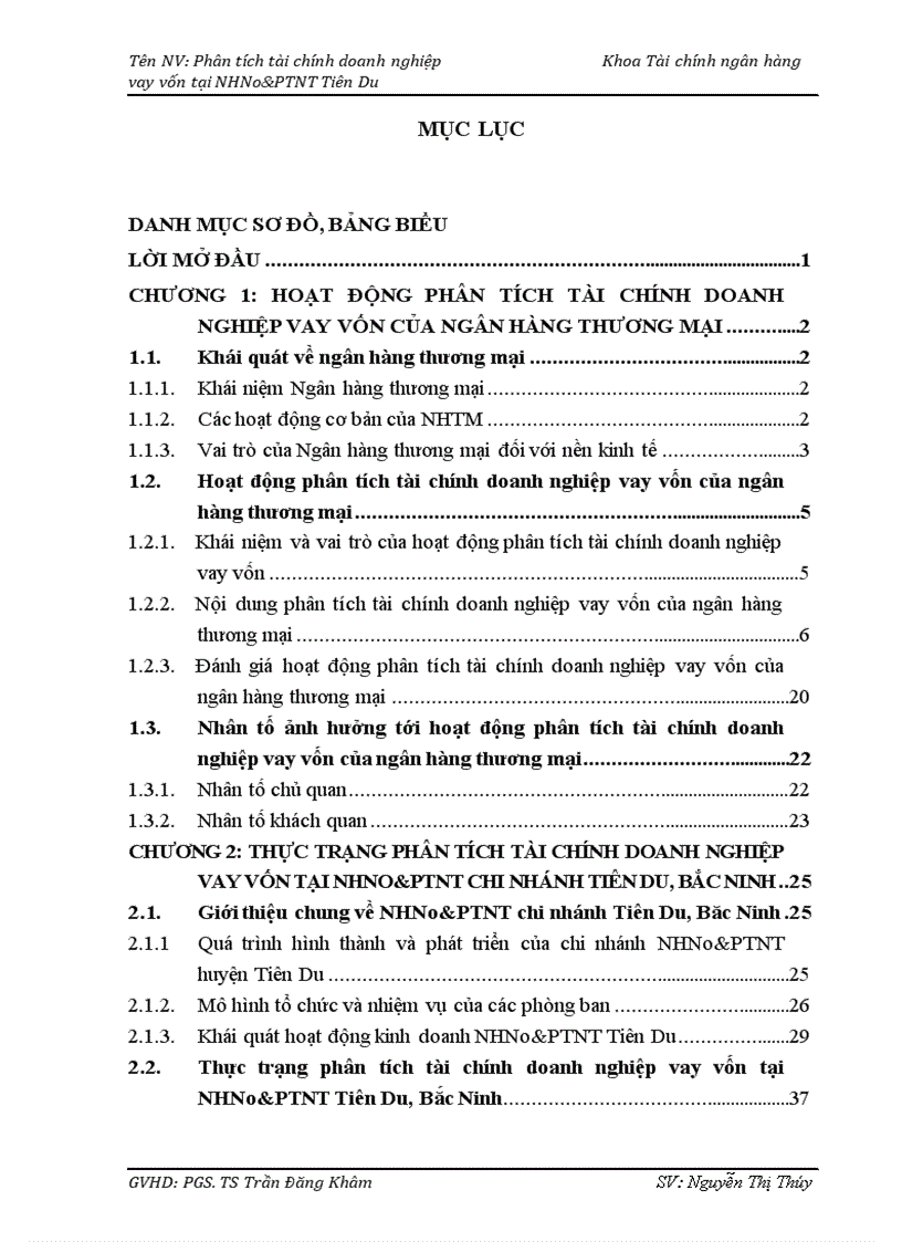 Phân tích tài chính doanh nghiệp tại NHNo PTNT Tiên Du