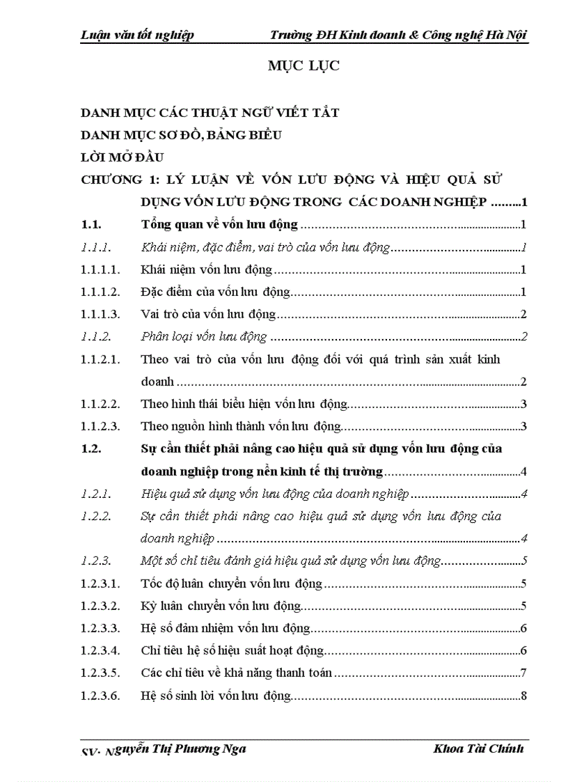 Một số giải pháp nâng cao hiệu quả sử dụng vốn lưu động tại Công ty Cổ phần đầu tư Đô thị Khu công nghiệp Sông Đà 7 1